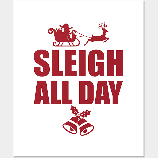 Christmas Santa Sleigh All Day with Bell Wall Art by andytruong